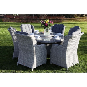 Moderno Set da pranzo in Rattan a 6 posti con tavolo e sedia da esterno pigro impermeabile per alberghi parchi case coloniche ville - Product Image 3