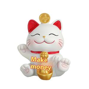 Estatua de resina de gato de la suerte ecológica y creativa, adorno de tendencia nacional, decoración de escritorio para el hogar y la Oficina para uso artesanal en el jardín - Product Image 1