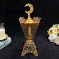 Décoration de Ramadan de Haute Qualité, Encens Arabe Portable en Bois d'Agar pour Bureau Moderne, Hôtel et Maison en Acrylique Doré