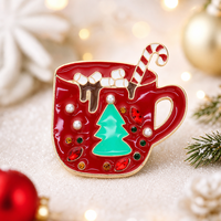 Broche en métal émaillé personnalisée en forme de canne à sucre de Noël pour cadeau de fête, lot en gros personnalisé avec boîte cadeau