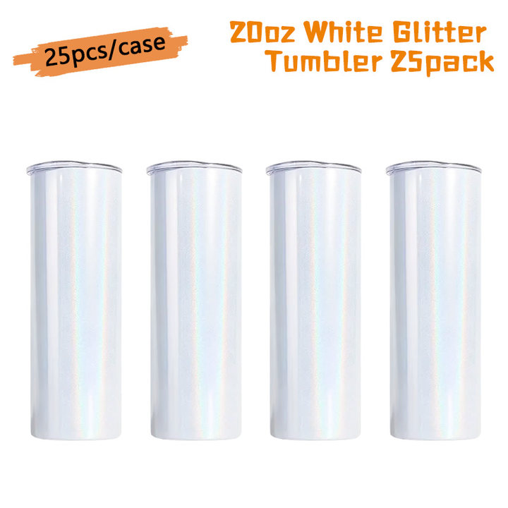 Bicchiere bianco glitterato da 20oz