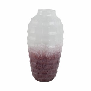 Vaso in vetro testurizzato bicolore per l'arredamento del soggiorno, complemento d'arredo contemporaneo per la casa. - Product Image 1