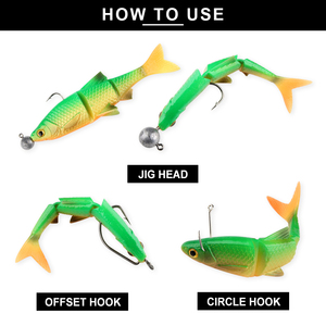 Señuelo de Pesca Spinpoler, Cuerpo Segmentado, Swimbait Shad, Jerkbait Suave, Minnow, 3 Secciones, Cola Bifurcada, para Pesca en Agua Salada, Lubina, <span class=keywords><strong>Trucha</strong></span> - Product Image 6