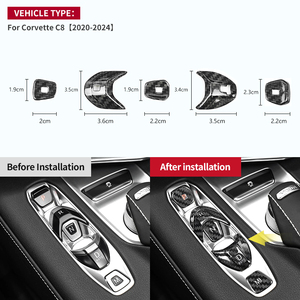 Autocollant de bouton de vitesse central en fibre de carbone pour <span class=keywords><strong>Corvette</strong></span> C8 (20-24) - Product Image 3