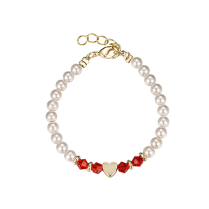 Pulsera de Material de Latón chapado en <span class=keywords><strong>oro</strong></span> para bebé y niña, pulsera de concha de moda con <span class=keywords><strong>perlas</strong></span> y corazón - Product Image 6
