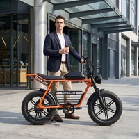 Vélo électrique rétro élégant à gros pneus avec panier de rangement inférieur, vélo électrique de banlieue orange pour les trajets quotidiens en ville