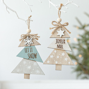 ของประดับต้นคริสต์มาสทำจากไม้แกะสลักพร้อมปล่อยให้หิมะและ joyeux Noel สำหรับตกแต่งต้นคริสต์มาส - Product Image 1