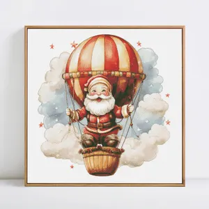 Père Noël Broderie Compte Imprimé Toile Ballon À Air Chaud Couture Point De Croix De Noël Décor À La Maison Bricolage Kits