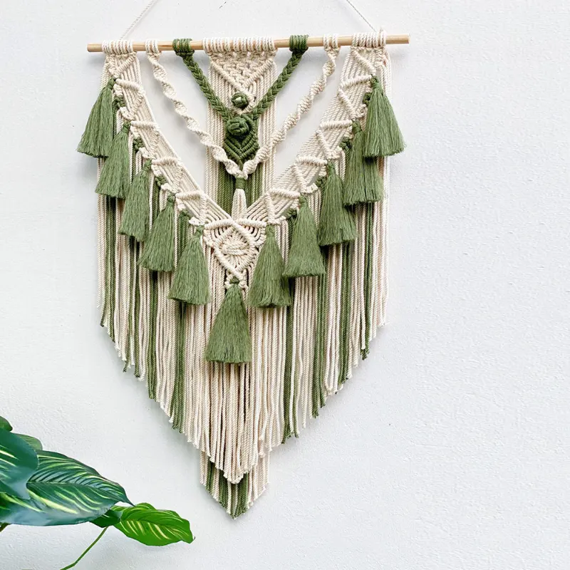 Met De Hand Geweven Kleur Macrame Muur Opknoping Ornament Bohemian Ambachtelijke Decoratie Prachtig Tapijt Voor Thuis Woonkamer Inrichting 55*75Cm