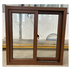 New design factory sliding windows With Mosquito Net tempered glass horizontal pvc brown window
