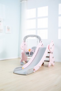 Trung Quốc thiết kế mới nhất ba-trong-một sân chơi trong nhà trượt nhựa với Swing phim hoạt hình Khủng long đồ chơi trẻ em - Product Image 2