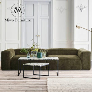 イタリア製家具 コーデュロイ生地 セクショナルリビングルーム 3人掛けソファ モダン北欧ミニマリスト ビーンバッグ 室内オフィスソファセット - Product Image 2