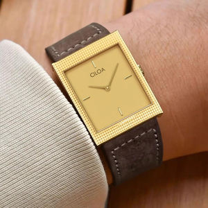 Reloj CILOA Cuadrado Dorado Personalizable para Hombre: Un Regalo de Lujo Ligero, Moderno, Elegante, Retro, Reloj de Cuarzo de Alta Calidad - Product Image 1