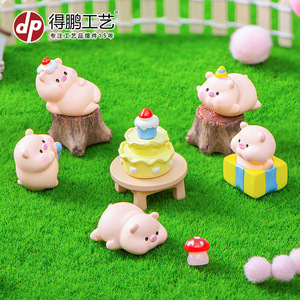 Figurines de cochon miniatures en résine, lot multi-pièces, décoration d'anniversaire, ornement de bureau pour salon - Product Image 5