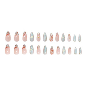 24Pcs Usine <span class=keywords><strong>Pas</strong></span> <span class=keywords><strong>Cher</strong></span> En Gros Boîte <span class=keywords><strong>Faux</strong></span> <span class=keywords><strong>Ongles</strong></span> Bleu Court Amande Pressé Sur <span class=keywords><strong>Ongles</strong></span> Coquille Française <span class=keywords><strong>Faux</strong></span> <span class=keywords><strong>Ongles</strong></span> Avec <span class=keywords><strong>Gel</strong></span> <span class=keywords><strong>Gel</strong></span>é - Product Image 5