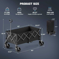 Chariot pliable à double plateau, réglable, pour le shopping, le camping, les animaux de compagnie, chariot utilitaire portable à quatre roues, imperméable
