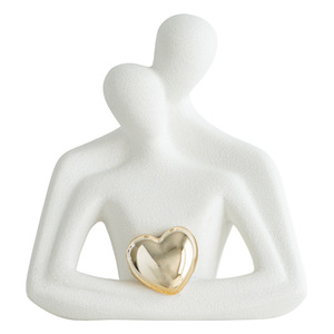 Adornos de Cerámica Art <span class=keywords><strong>Deco</strong></span> Abstractos y Sencillos en Blanco y Negro con Figura de Pareja Abrazada, Tamaño Personalizado para Decoración del Hogar y Regalos - Product Image 5