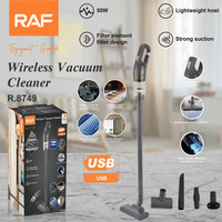 Aspiradora Inalámbrica RAF R.8749 de 50W, 6000Pa de Succión Potente, Recipiente para Polvo de 0.5L, Recargable por USB DC, con Cepillo para Pisos, para Uso en el Hogar y el Automóvil