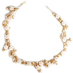 اليدوية زهرة صغيرة بيضاء وذهبية لامعة تصفيح الزفاف طويلة عقال الشعر الديكور كرمة - Product Image 2