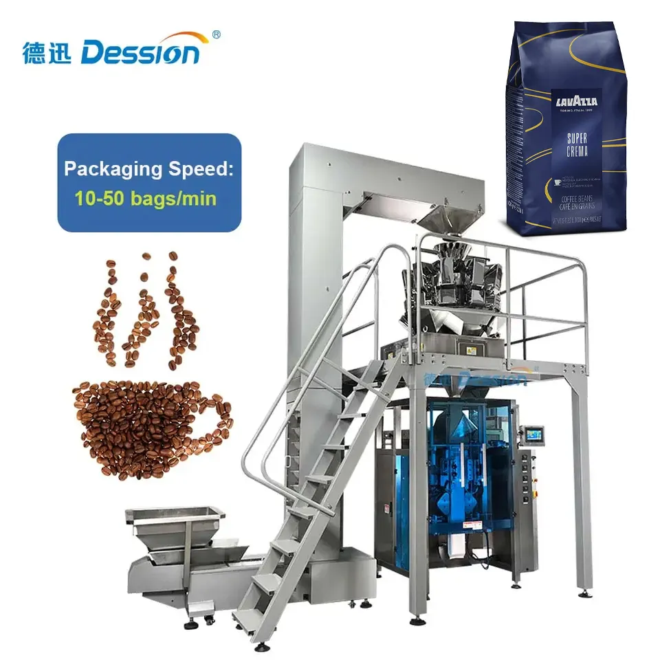 Machine d'emballage de remplissage VFFS de sac de Valve de café automatique à grande vitesse 500G 1KG Machine à emballer de poche de grains de café avec de l'azote