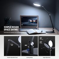 Lampe de bureau LED double face à écran complet avec support pliable, 5 couleurs réglables pour la vidéoconférence, le streaming et l'enregistrement