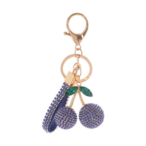 2025 Tùy Chỉnh Bling Dễ Thương 3D Cherry Móc Khóa Lá Pha Lê Quyến Rũ Mặt Dây Chuyền Keychain - Product Image 4