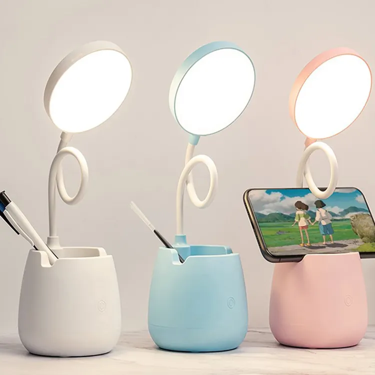 Multifunction Table Lamp With Pen and Phone Storage Eye Protection Dimming Desk Lamp Study Children Smart LED Bedside Lamp