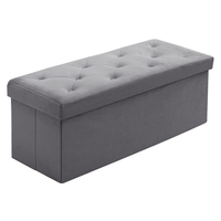 YUJUN Meubles Pliant Stockage Ottoman Banc Long Poufs Chaussures Banc Gris Velours Grand Repose-pieds Cube pour Salon
