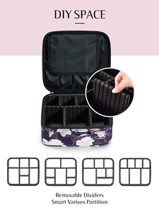 Large Capacity Floral Cosmetic Travel <b>Case</b> with Removable Dividers Portable <b>Makeup</b> Bags Handheld <b>Makeup</b> Artist Organizer Bag - Product Image 2