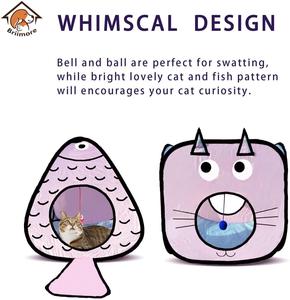 屋内キューブテントおもちゃコンボ用ZYZPET猫トンネル、子犬付きクリンクルペーパー折りたたみ式インタラクティブペット (3 in 1セット) 、青 - Product Image 3