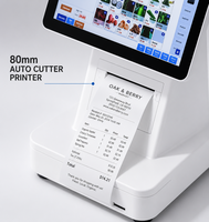 Terminal de point de vente à double écran de 15,6 pouces avec imprimante à découpe automatique intégrée de 80 mm, Windows Android pour restaurant, snack-bar, café