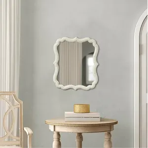 Luxury Antique Handcrafted White Wash Wooden Frame Wall Mirror Handmade Rustic Home Decor Mirror