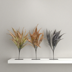 Bouquet de 7 feuilles de <span class=keywords><strong>fougère</strong></span> persane artificielles en plastique, couleur corail, pour <span class=keywords><strong>d</strong></span>écoration murale végétale et aménagement paysager - Product Image 4