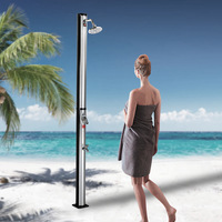 Douche solaire portable noire pour extérieur avec valve en céramique et jet de pluie – Eau chaude facilement disponible n'importe où pour le camping, la plage et le bord de piscine