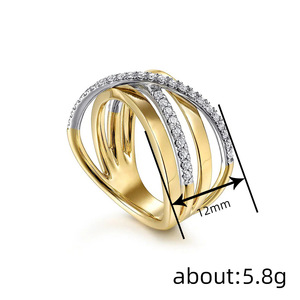 Anello a due toni X Crossover da donna, gioiello minimalista alla moda - Product Image 5