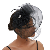 Noir Sinamay Fascinator bandeau de cheveux pour les femmes Tea Party fleur cheveux cerceau banane pince à cheveux filet à cheveux décontracté affaires pêche