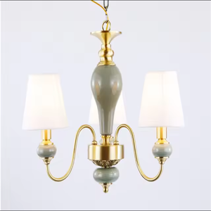 Precio al por mayor Decoración del hogar Lámpara LED Estilo europeo Cerámica Jade Cobre Colgante Luz - Product Image 5