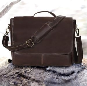 Adjustable Strap Brown Leather Messenger <b>Bag</b> Unisex Shoulder Crossbody <b>Satchel</b> for Men and Women Suitable for Office Work Bulk - Product Image 4