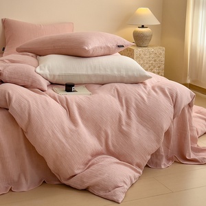 Ensemble <span class=keywords><strong>de</strong></span> literie en coton 100% doux et froissé <span class=keywords><strong>de</strong></span> luxe en gros, <span class=keywords><strong>housse</strong></span> <span class=keywords><strong>de</strong></span> <span class=keywords><strong>couette</strong></span> avec draps - Product Image 4