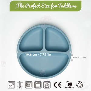 Assiette ronde en silicone design moderne pour bébé de qualité alimentaire facile à nettoyer ensembles de vaisselle de salle à manger pour enfants alimentation des bébés - Product Image 3
