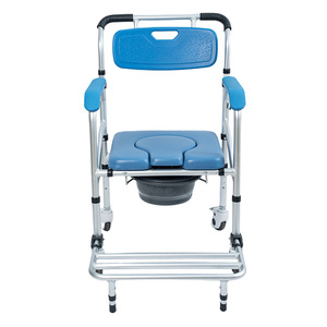 Multifunctional Folding Toilet <b>Chair</b> With Wheels For <b>Elderly</b> And Disabled Home Use - Product Image 3