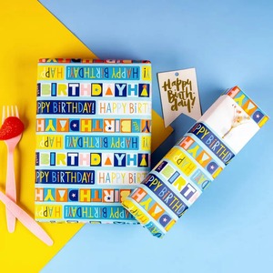 Custom Eco-Friendly Birthday-Themed <b>Wrapping</b> <b>Paper</b> Roll Stars Zigzags Letters Art Digital Printing Compatible Double-Sided - Product Image 5