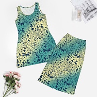 Toptan samoan puletasi elbiseler kimono hırka seti polinezya kadınlar 2 parça set giyim plus size casual kabile elbise