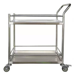 2-laags roestvrijstalen containerwagen, mobiele kar voor keuken, restaurant, voedselopslag, transport en bewaring van containers - Product Image 4