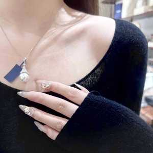 Collier pendentif en argent pur S925 avec diamants complets, flocon de neige, papillon, pompon, cadeau tendance et luxueux pour les filles, les amies, pour les anniversaires - Product Image 5