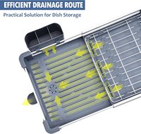 Égouttoir à vaisselle extensible pour comptoir de cuisine avec porte-ustensiles, organiseur de cuisine