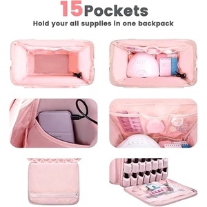 Sac de rangement pour vernis à ongles, sac à dos de <span class=keywords><strong>voyage</strong></span>, fermeture éclair, design pliable, polyester imperméable, port de charge USB, 3L+ - Product Image 4