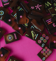 Nouvel ensemble de mahjong en acrylique gravé avec motif personnalisé de la série Tortoise Happy, tuiles de mahjong américaines, 160 pièces en stock