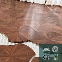 Parqué de Roble con Diseño de Hoja de Loto, Piso de Madera Multicapa, Piso Decorativo con Incrustaciones para Proyectos de Casas y Hoteles de Lujo