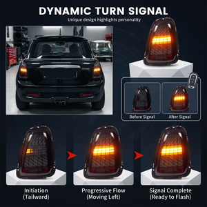 Feux arrière LED HCMOTIONZ pour Mini R56 R57 R58 R59 2007-2014, séquentiels, animation de démarrage, DRL, frein, double marche arrière et antibrouillard rouge/fumé - Product Image 4